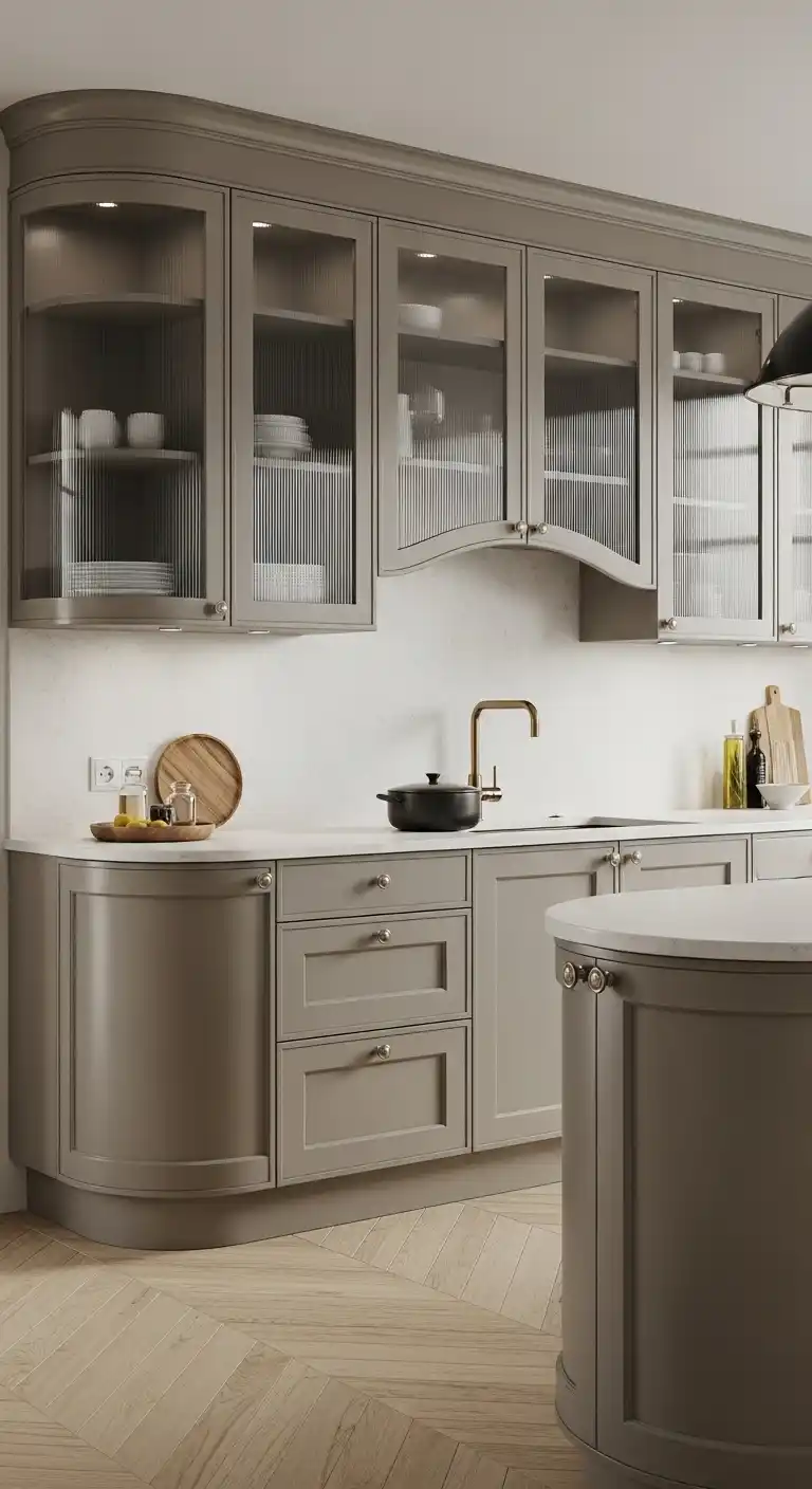 Curved Glass Cabinets for Smooth Flow