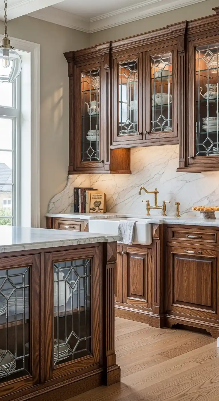Antique-Style Beveled Glass Cabinets for Timeless Look