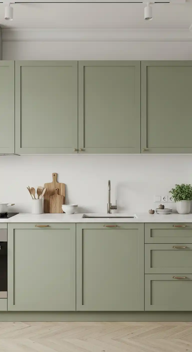 Minimalist Sage Green Cabinets