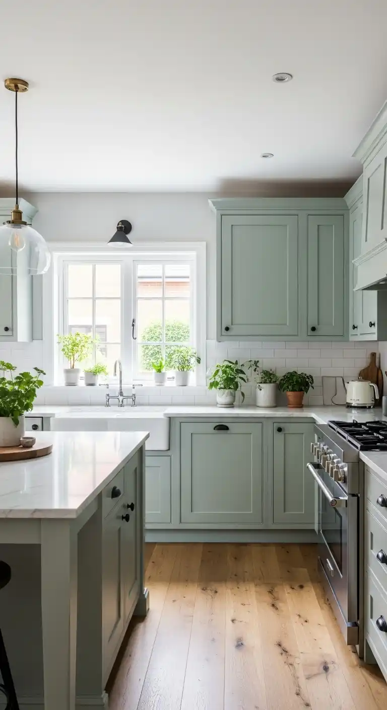 Soft Green Shaker Cabinets