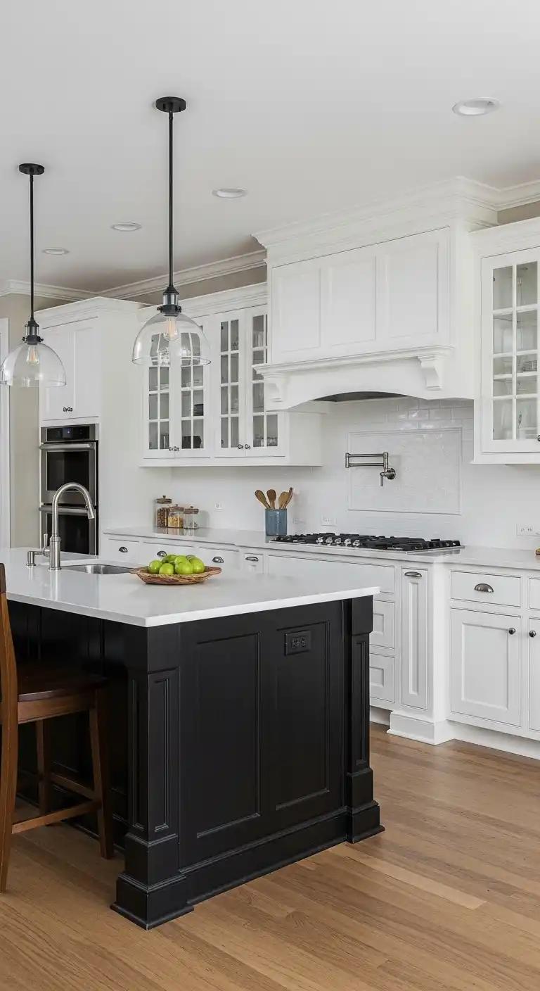 Two-Tone Cabinets with Island Contrast