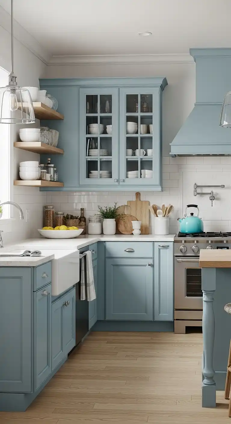 Coastal Blue Kitchen Cabinets