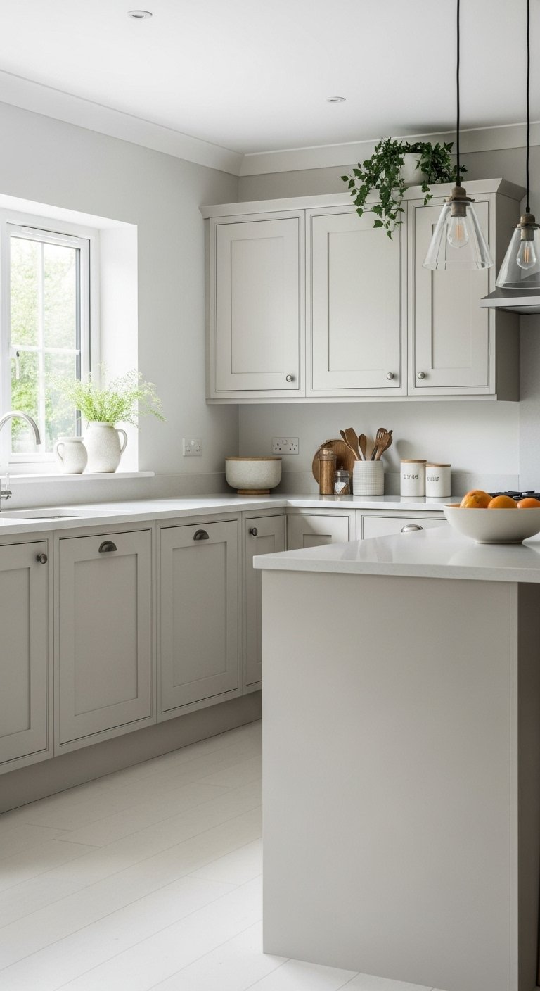 Cool Beige Kitchen Cabinet Repaint For Modern Warmth