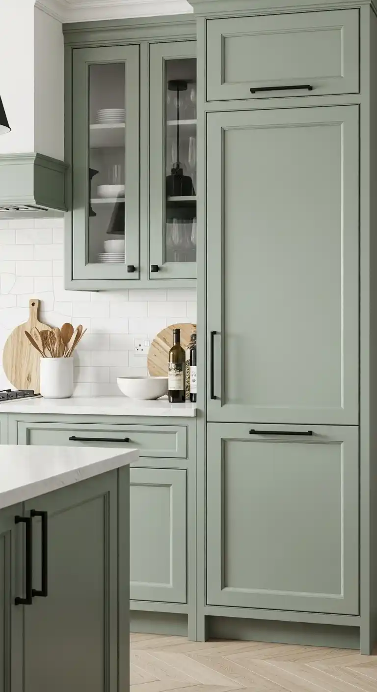 Sage Green Cabinets with Matte Black Hardware