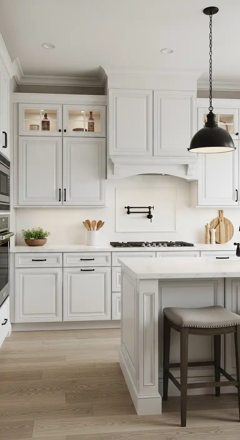 White Cabinets with Black Accents