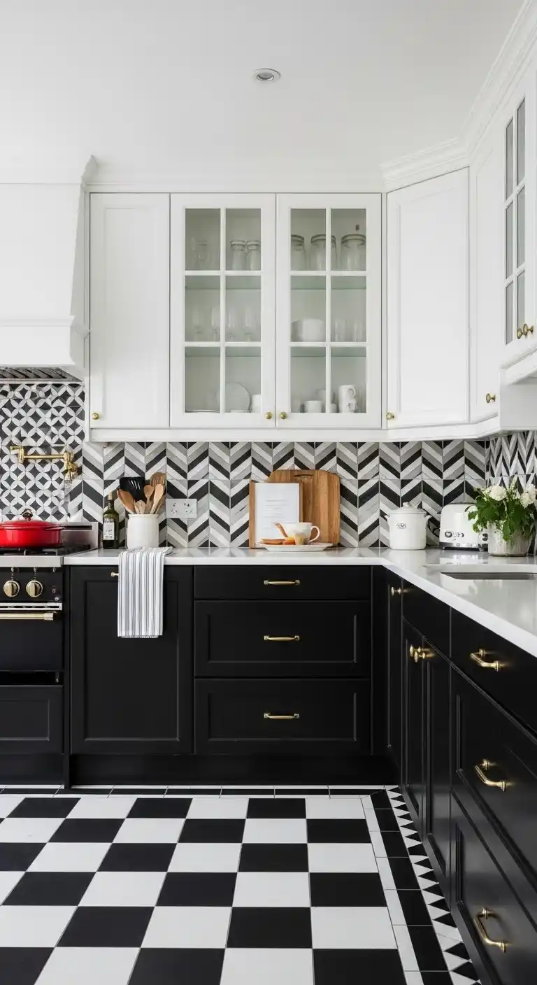 Two-Tone Cabinets with Bold Patterns