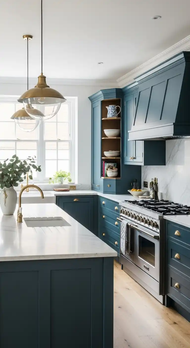 Deep Teal Blue Kitchen Cabinets for Rich Elegance