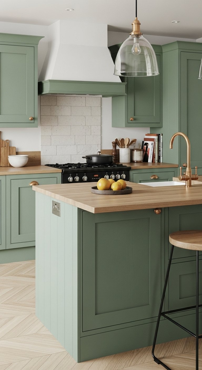 Sage Green Kitchen Cabinet Repaint For Natural Calm