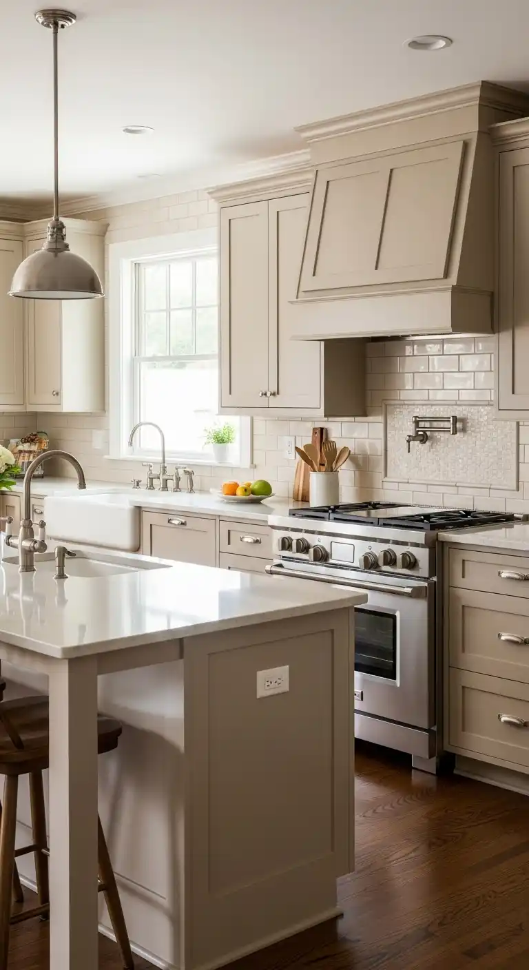 Shaker Style Beige Kitchen Cabinet For Timeless Appeal