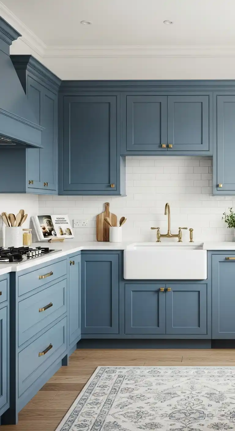Blue Shaker Style Kitchen Cabinets