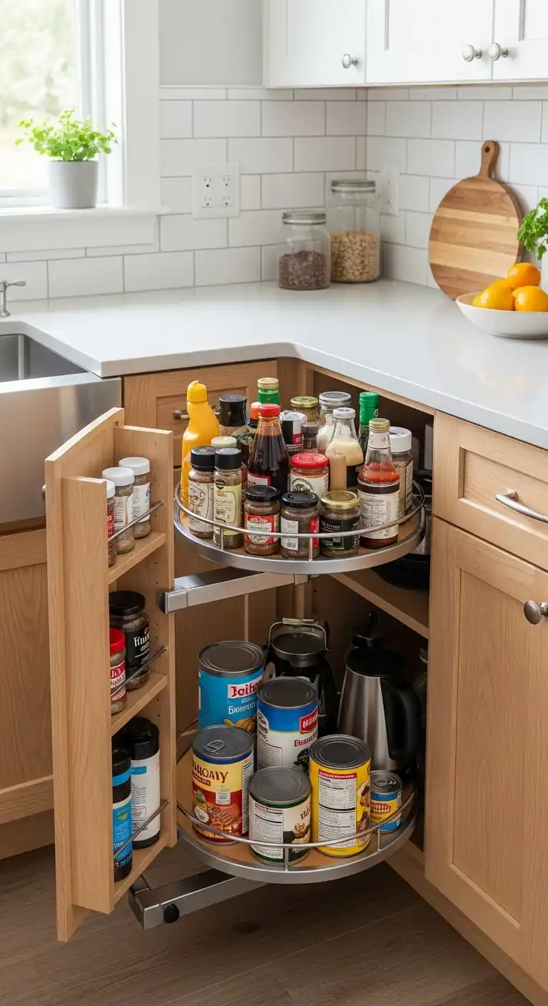 Lazy Susan Turntables for Corner Cabinet Efficiency