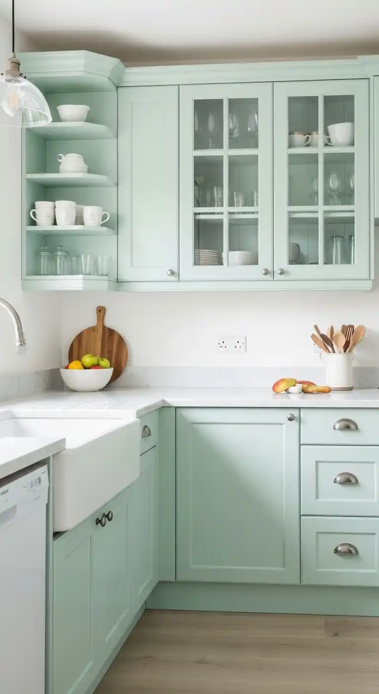 Mint Green Kitchen Cabinet