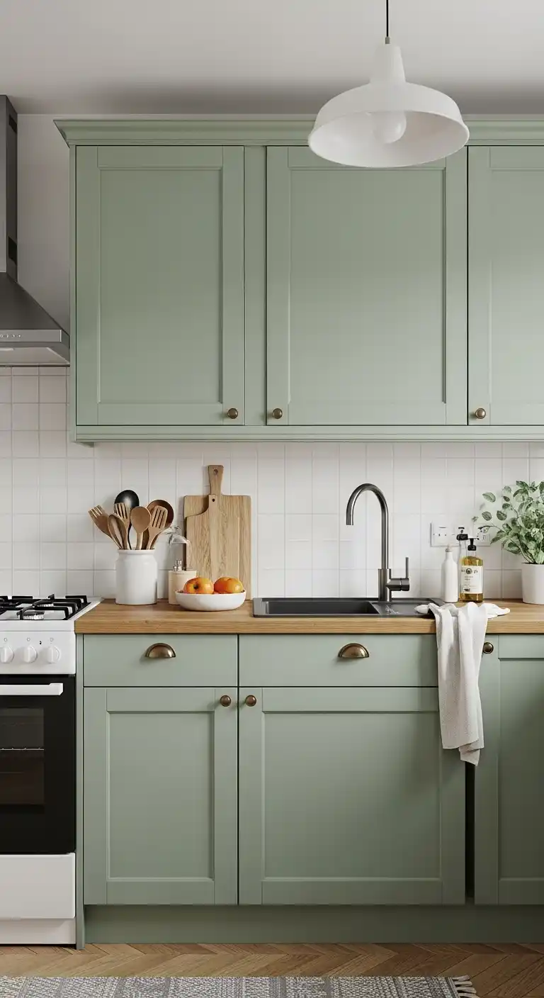 Sage Green Cabinets in Small Kitchens