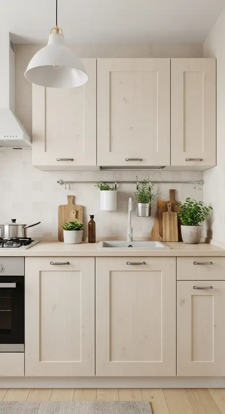 Light Beige Kitchen Cabinet For Small Kitchen Layouts