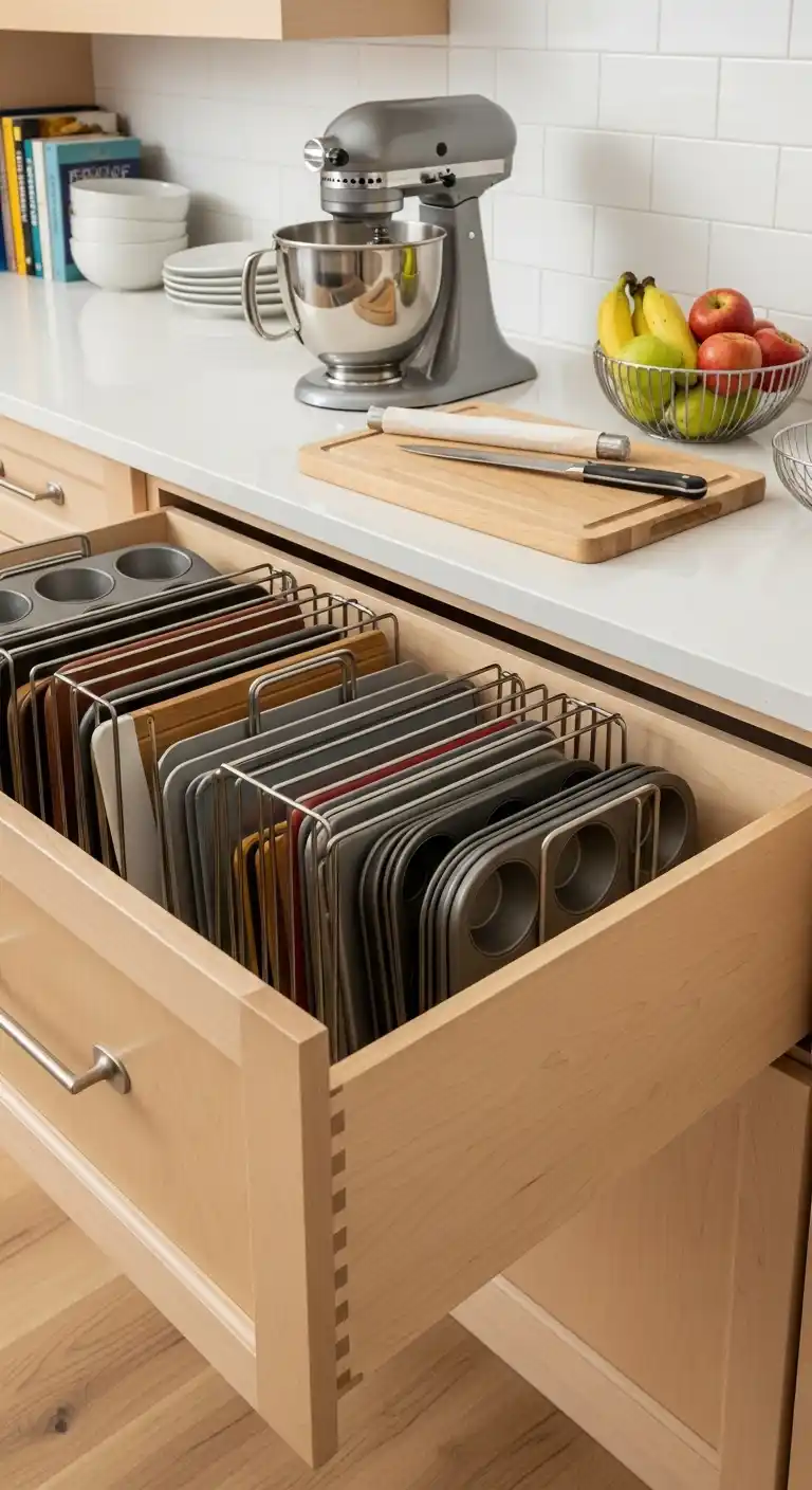 Vertical Tray Dividers for Baking Sheets and Cutting Boards