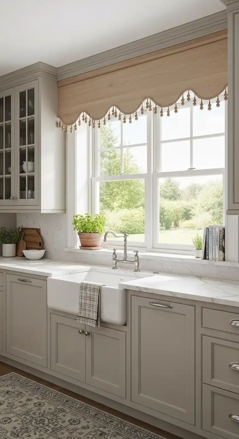 Beaded Trim Kitchen Cabinet Valance