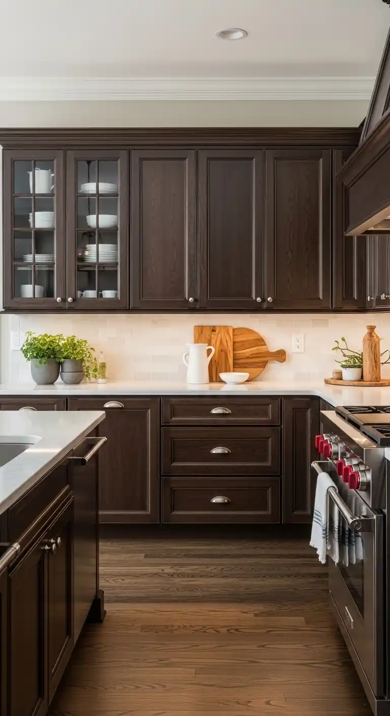 Dark Wood Cabinet Refacing for Elegant Depth