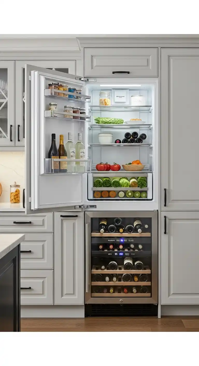 Fridge with Built-In Wine Cooler Cabinet
