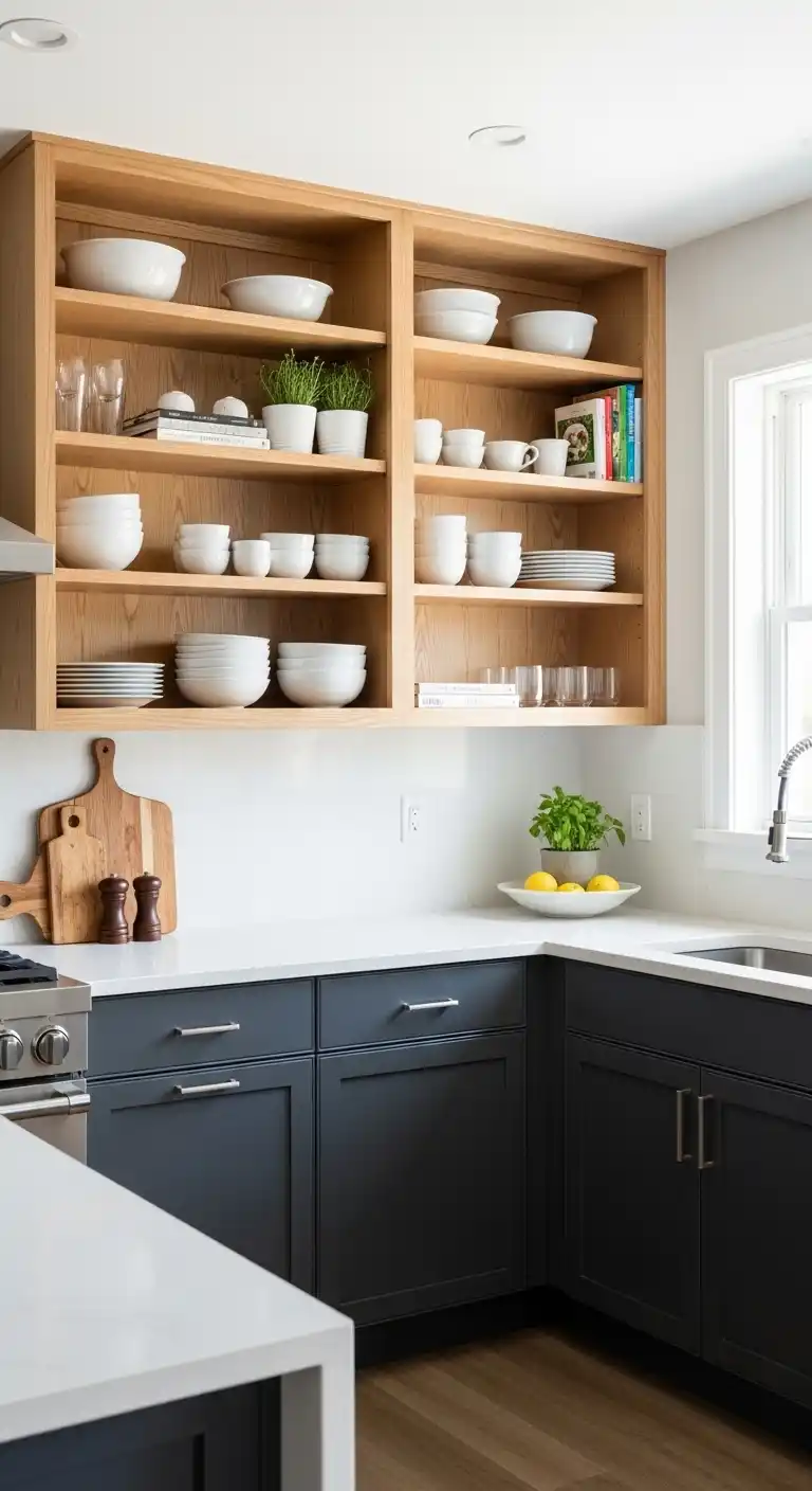 Open Shelf Hybrid Cabinet Refacing