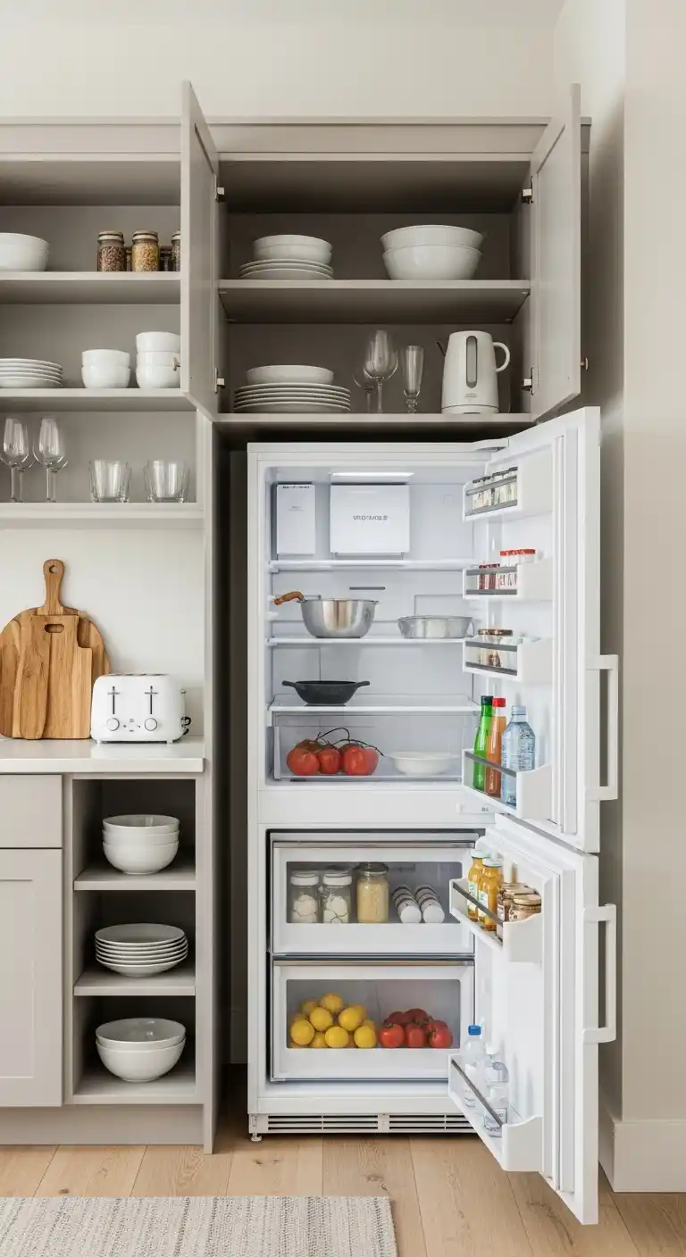 Fridge with Open Storage Space Above