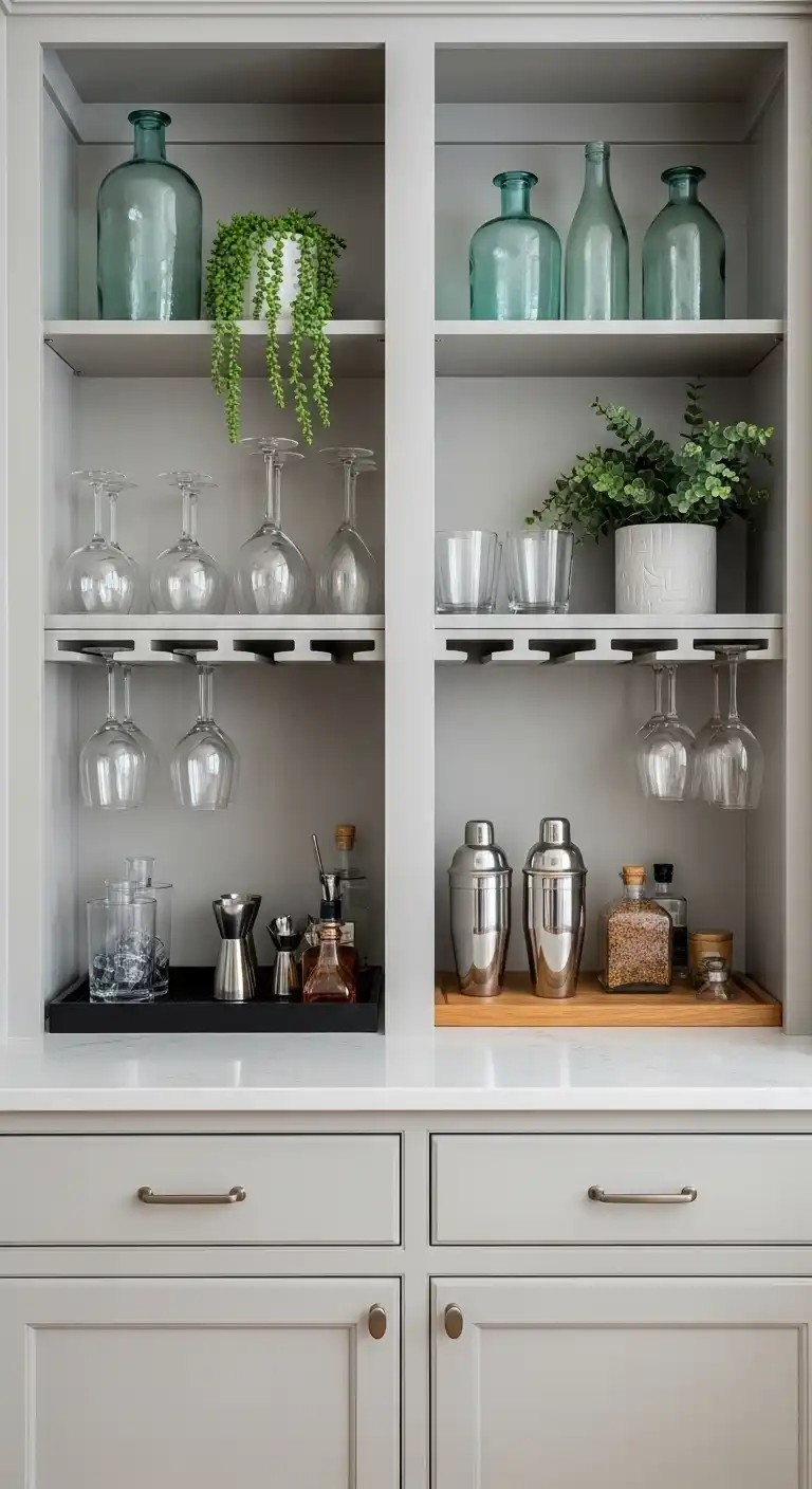 Open Shelves with a Bar Area