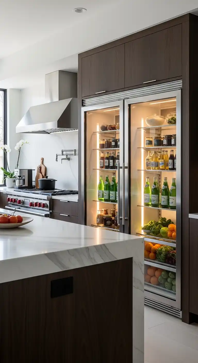 Fridge with Sliding Glass Doors for a Modern Look