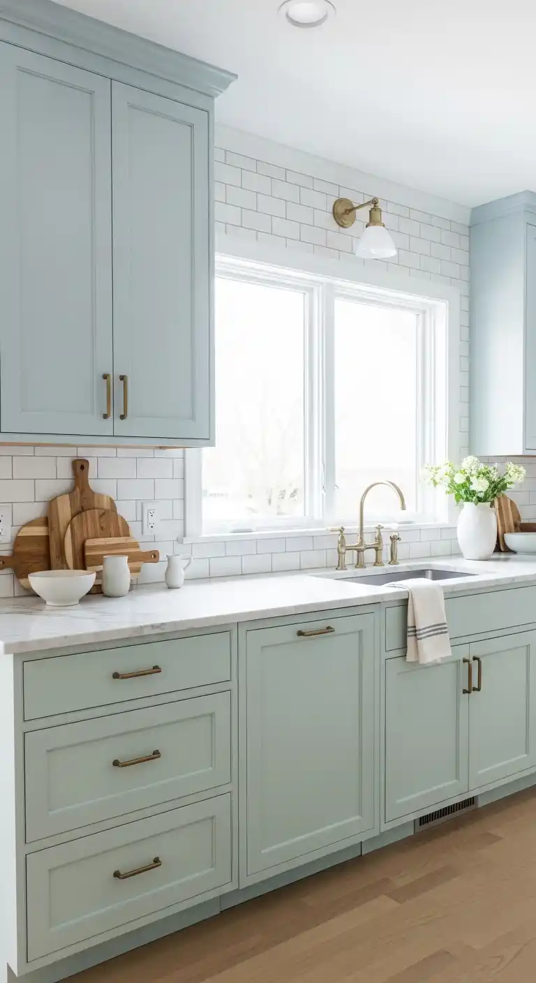Soft Pastel Cabinet Refacing for Gentle Color