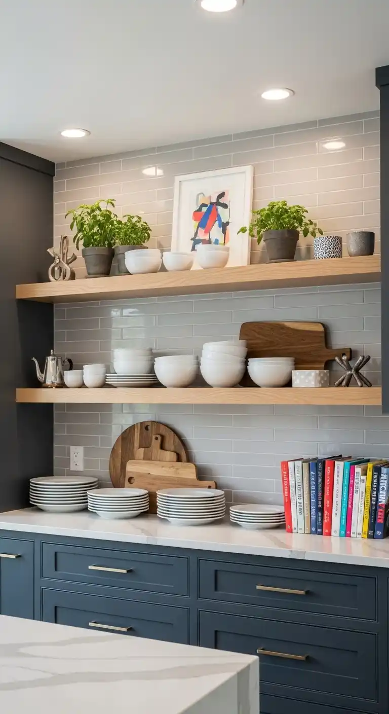 Dual-Level Open Shelves for Visual Interest