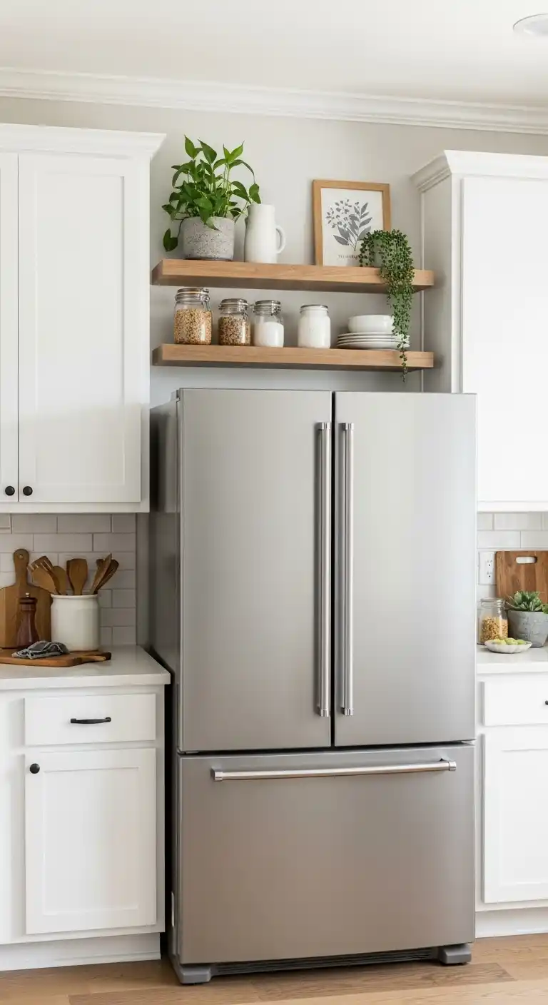 Fridge with Floating Shelves for a Modern Touch