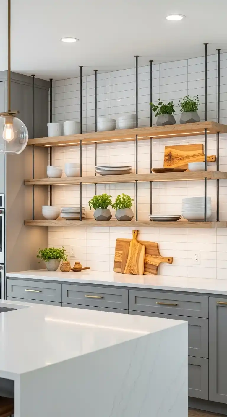 Open Shelves with a Modern Twist