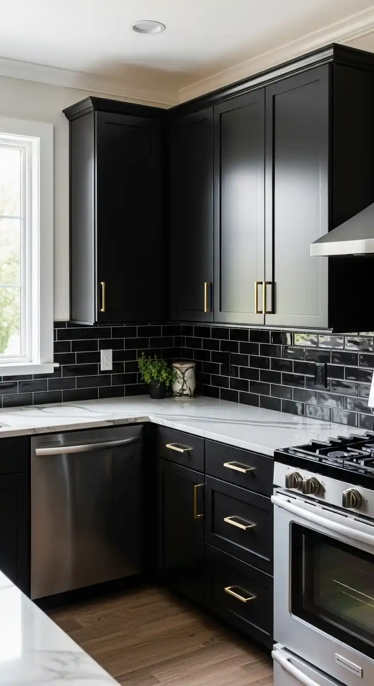 High Contrast Black Cabinet Refacing