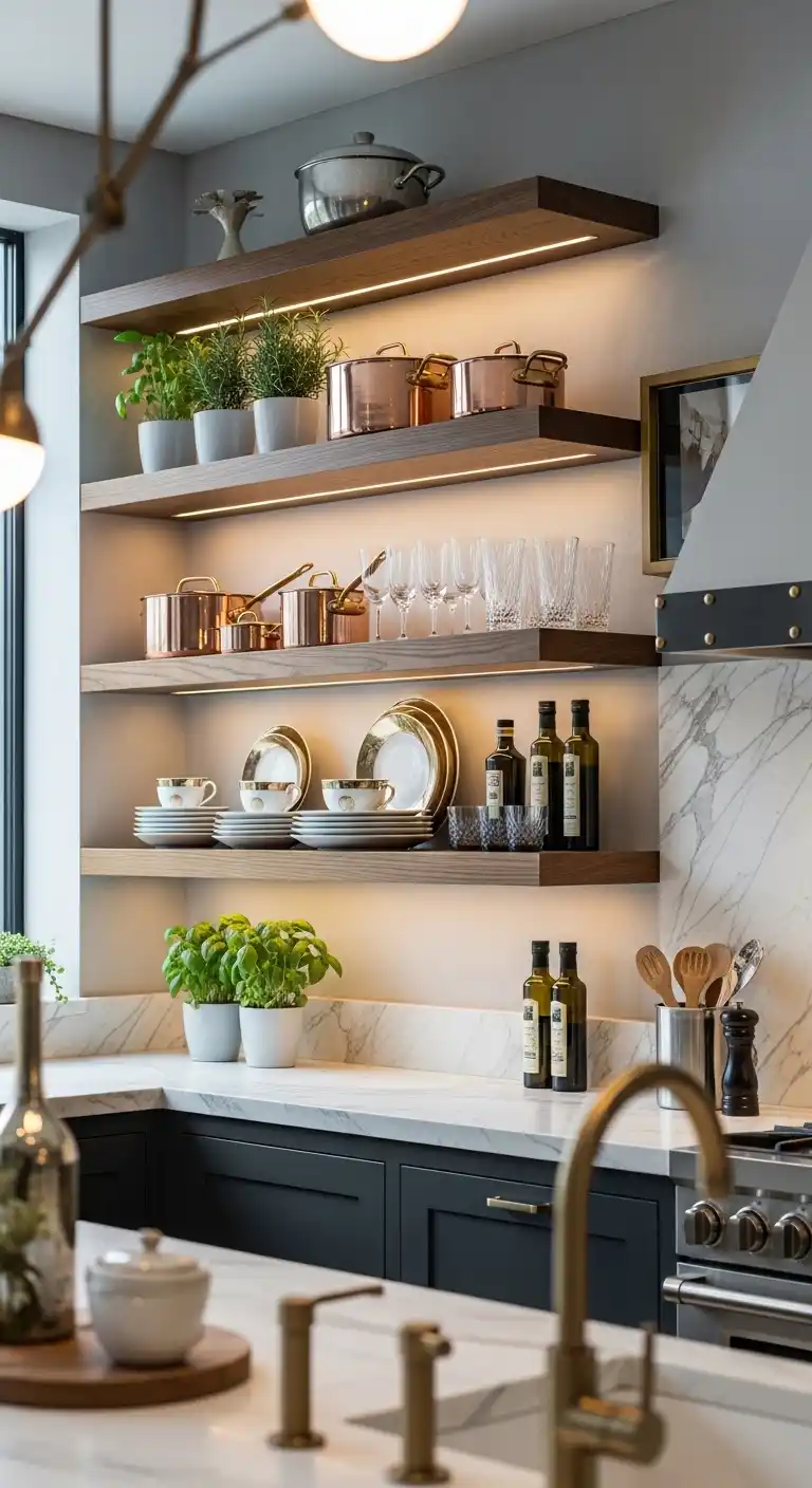 Open Shelves with a Touch of Luxury