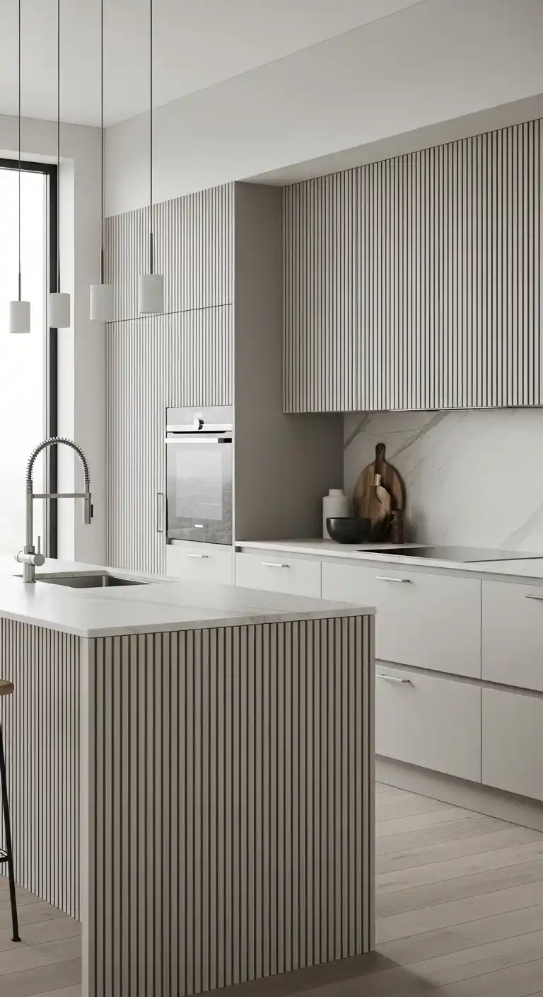 Vertical Slat Panels for Modern Kitchens