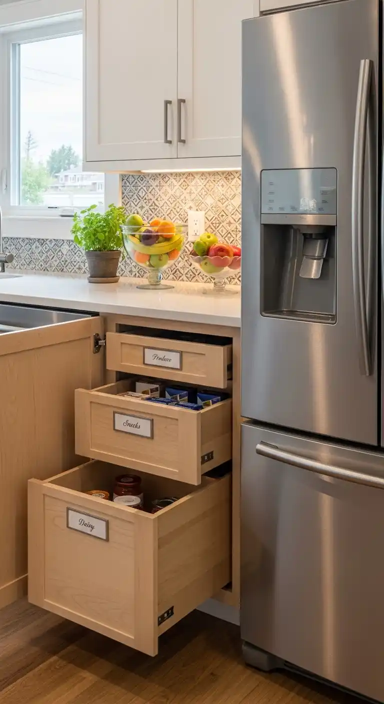 Fridge with Under-Cabinet Drawer Storage