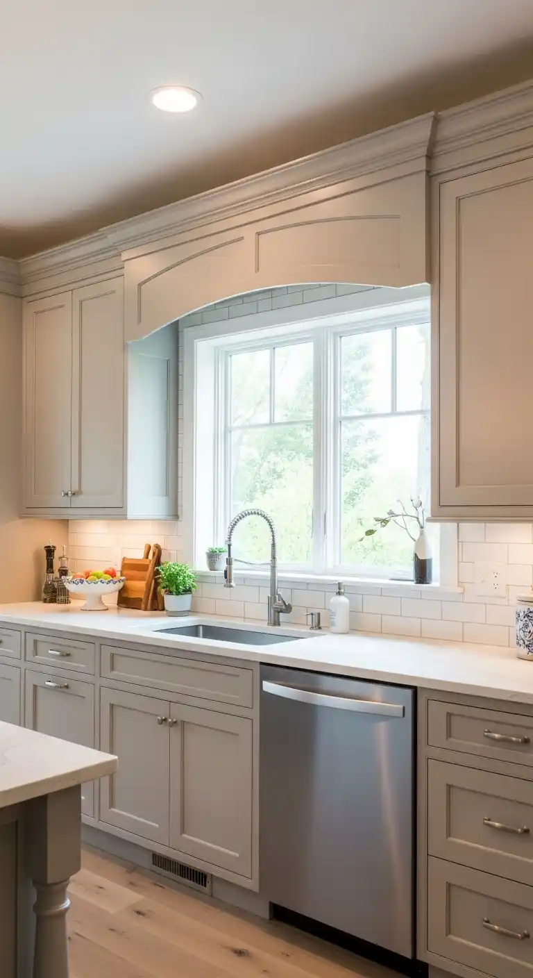 Neutral Tone Kitchen Cabinet Valance