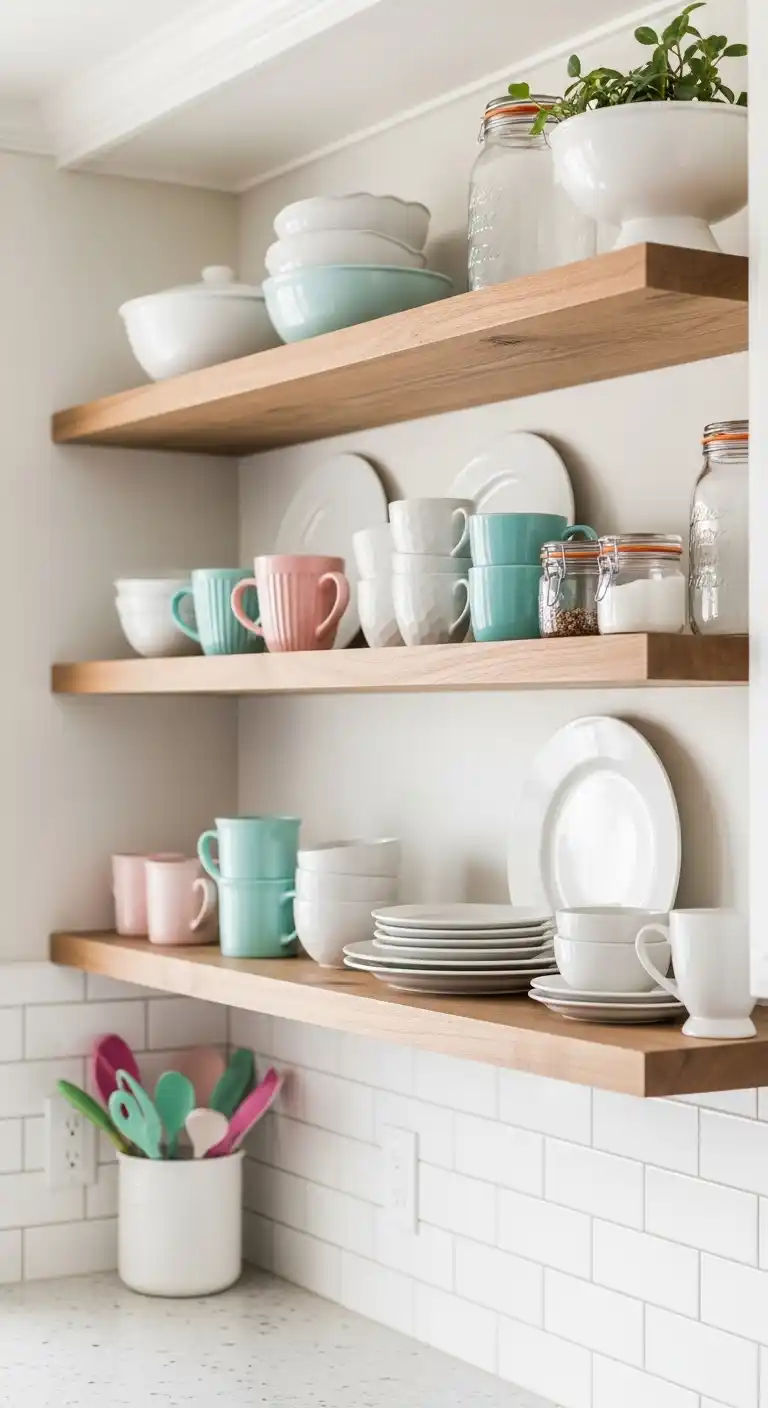 Farmhouse Open Shelves with Painted Decor