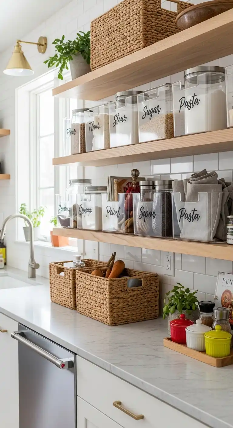 Open Shelves with Customized Storage Bins