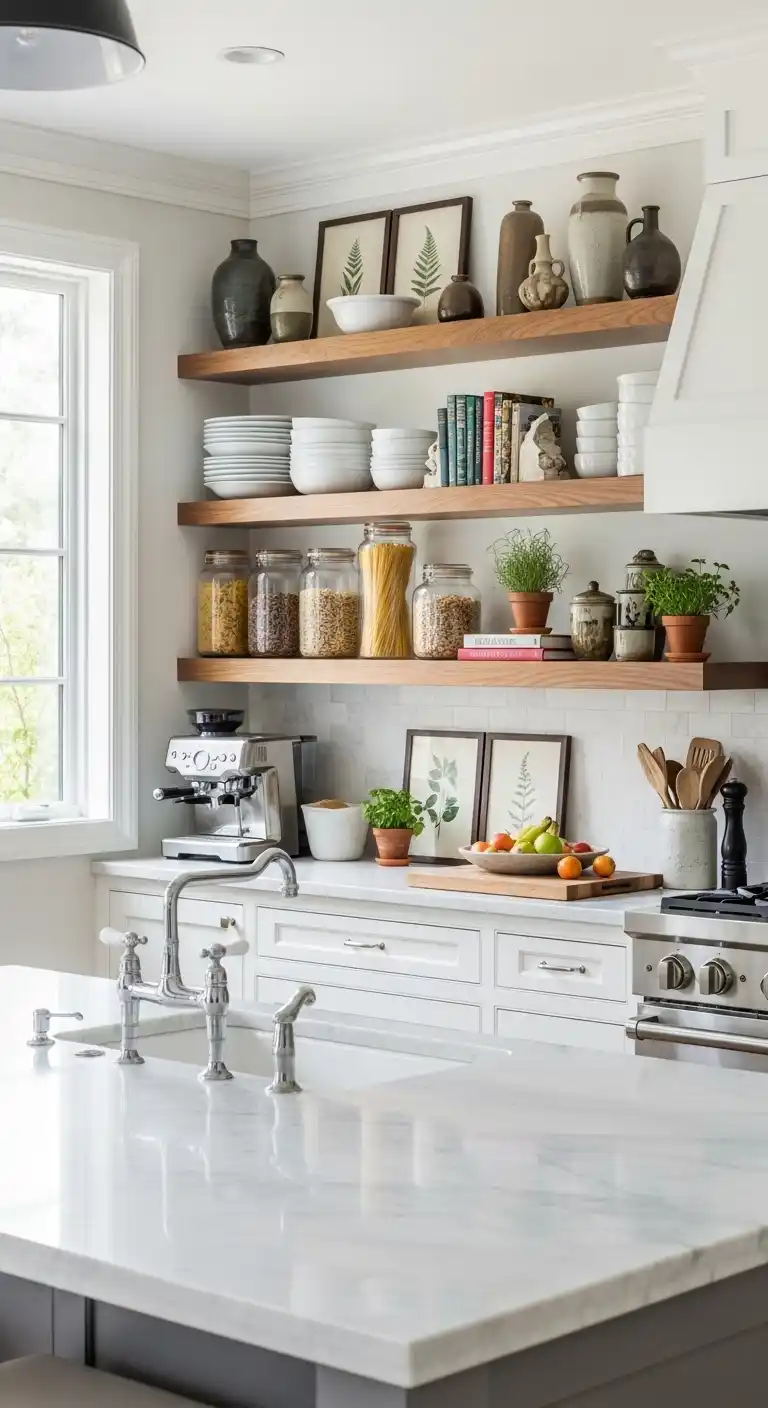 Open Shelves with an Organized Display