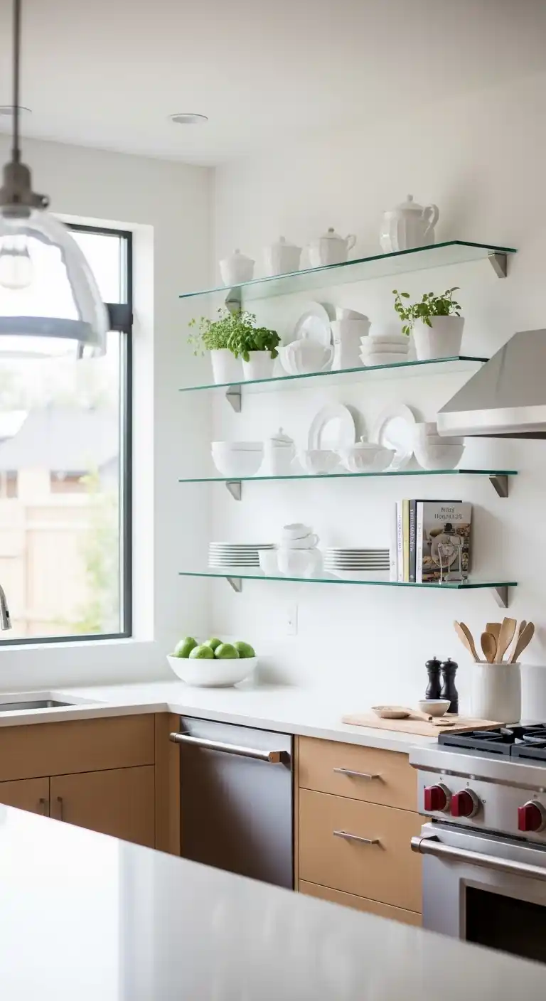 Glass Shelves for a Light and Airy Feel