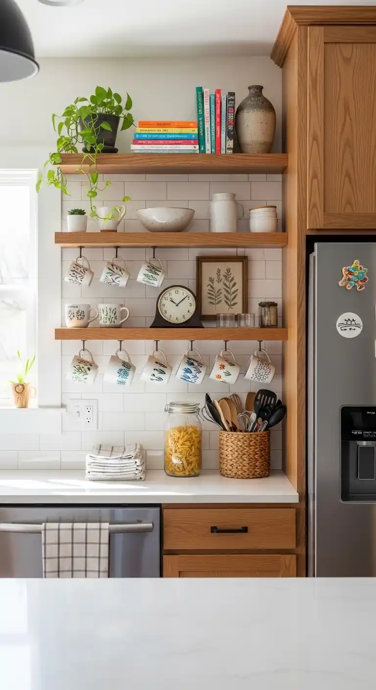Open Shelving Above Fridge for Decorative Touches