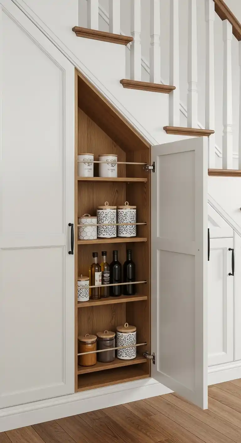 Built-In Rack Cabinet Under Stairs