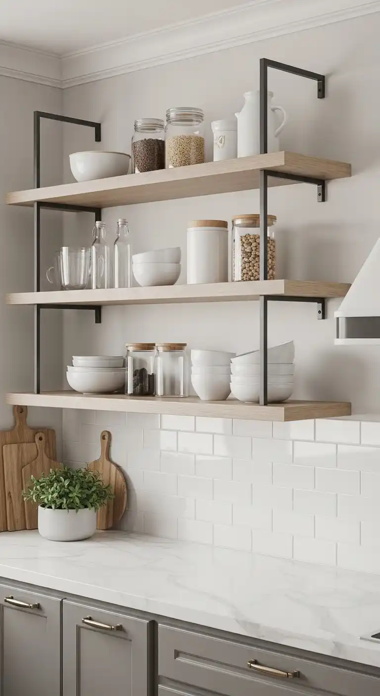 Floating Open Shelves for a Contemporary Look