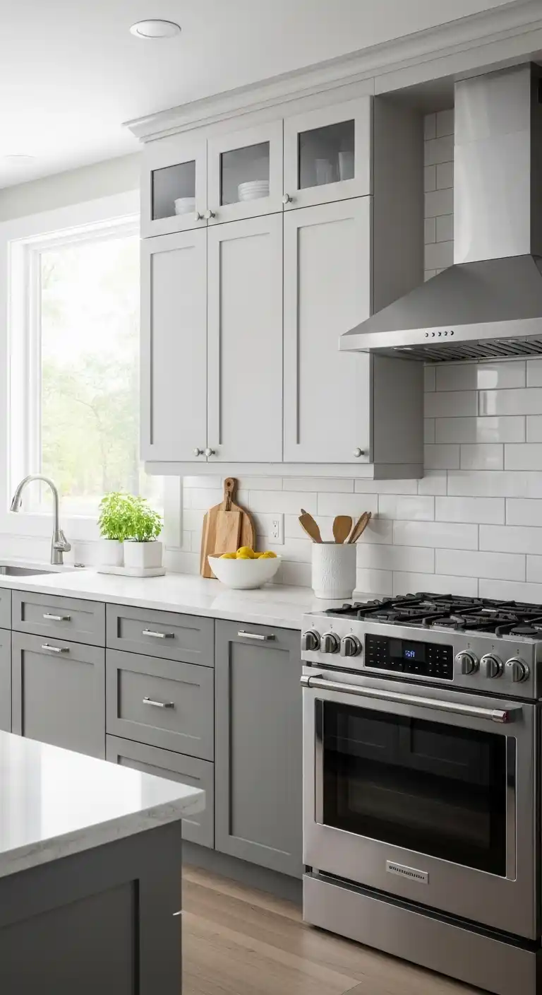 Soft Gray Cabinet Refacing for Versatile Style