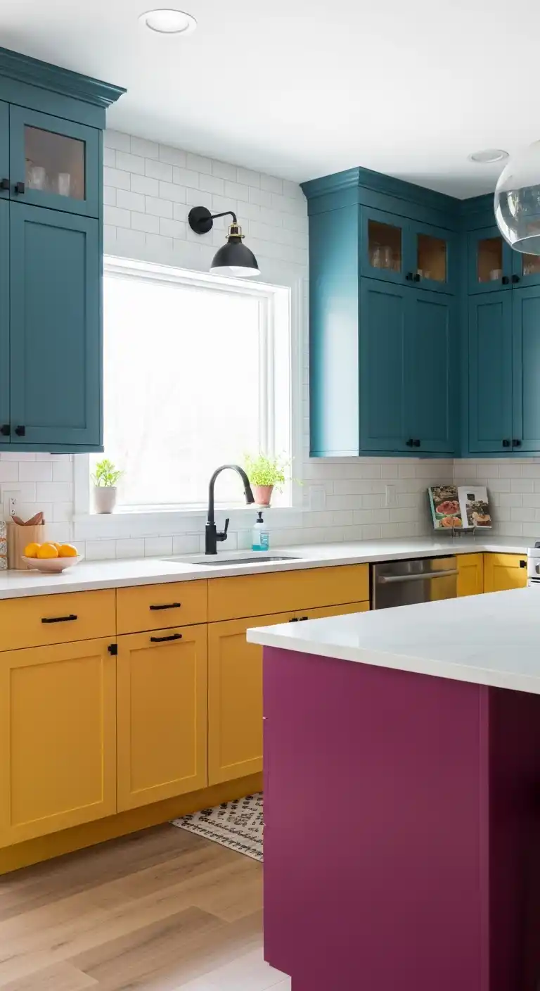 Bold Color Cabinet Refacing for Personal Expression