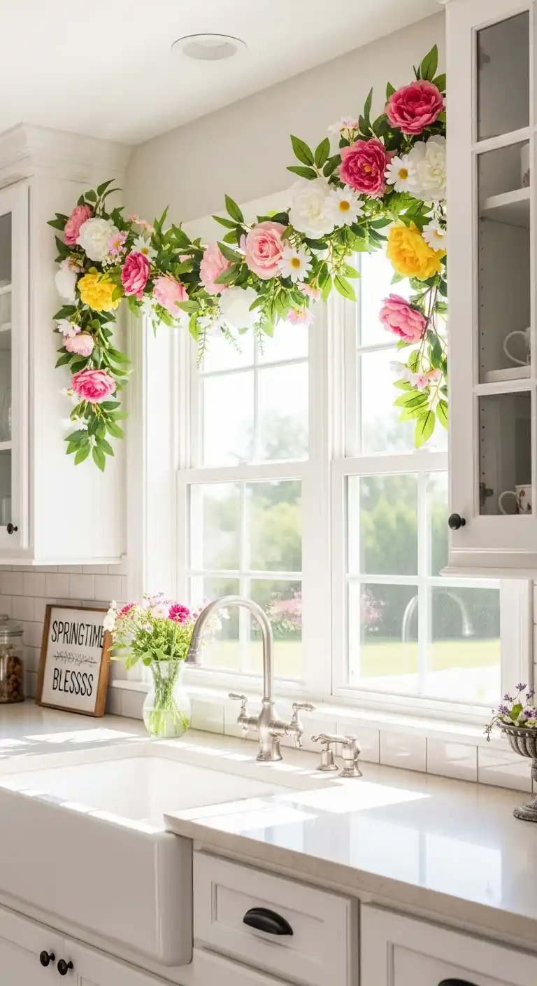 Faux Floral Garland for a Springtime Feel